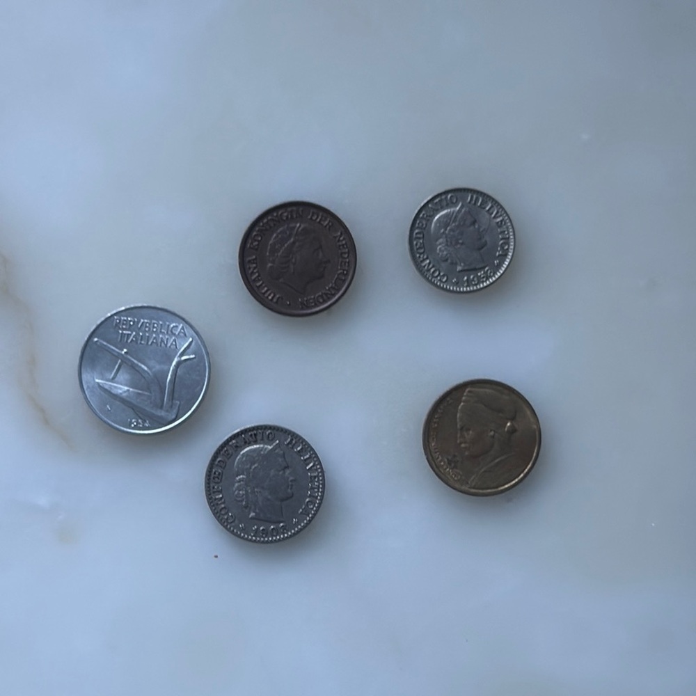 Five Europe vintage coins